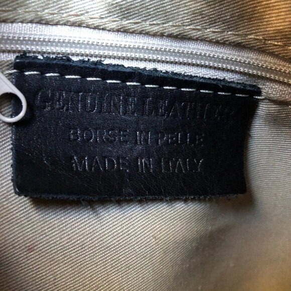 VTG BORSE IN PELLE Crossbody Purse Black Genuine Leather Zipper Shoulder Bag - Picture 6 of 7